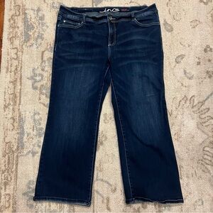 INC denim, size 18 WP, used with some wear on inner thighs (see last picture).